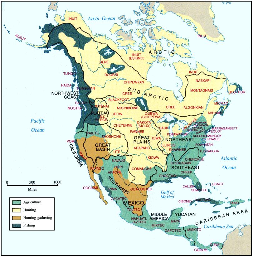 Map of Native American agricultural practices - Native Maps